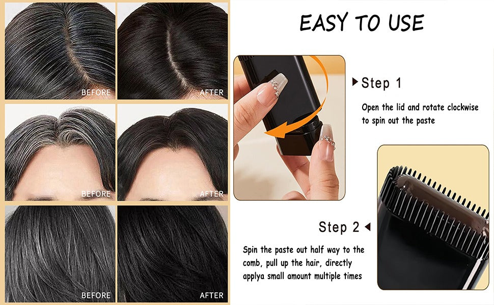 Hair Wax Stick for Flyaways & Grey Hair Coverage | 2-in-1 Hair Styling Wand with Comb | Waterproof Frizz Control & Root Touch Up (20g)